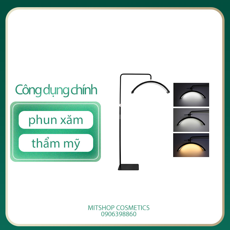 Đèn led bán nguyệt spa, đèn led, đèn led chữ c hỗ trợ phun xăm điêu khắc chân mày tattoo 3 màu điều chỉnh ánh sáng