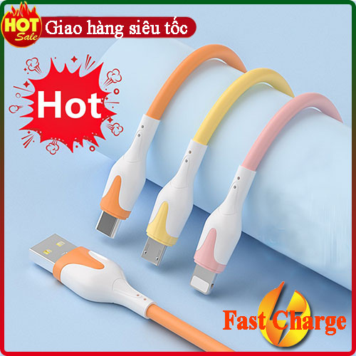 Dây Cáp Sạc Nhanh Silicon Cho iPhone/Samsung Micro USB  và Type C 1m