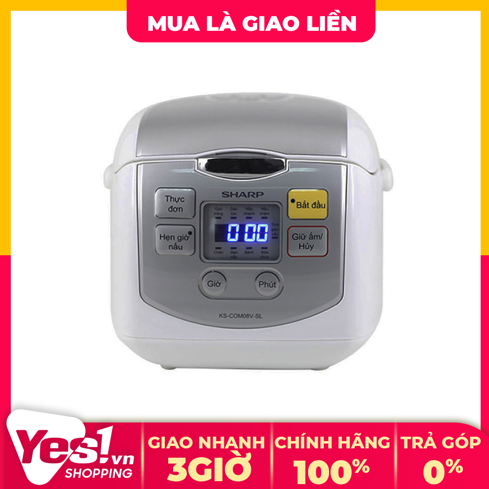 Nồi cơm điện tử sharp ks-com08v-sl 0.72 lít - bảo hành chính hãng - voucher 10% lên đến 800k