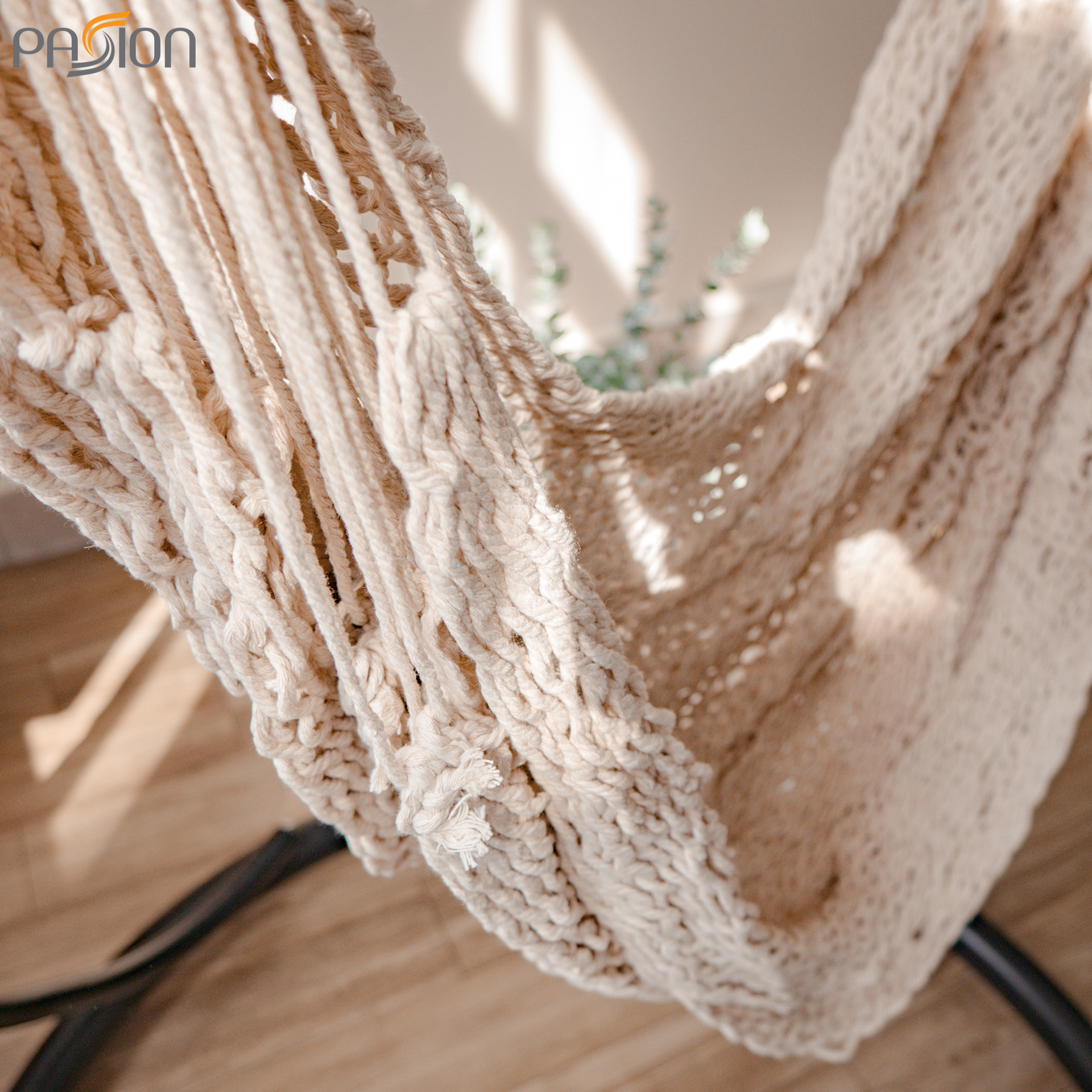 Knitted net hammock chair include Iron Foot Hammock