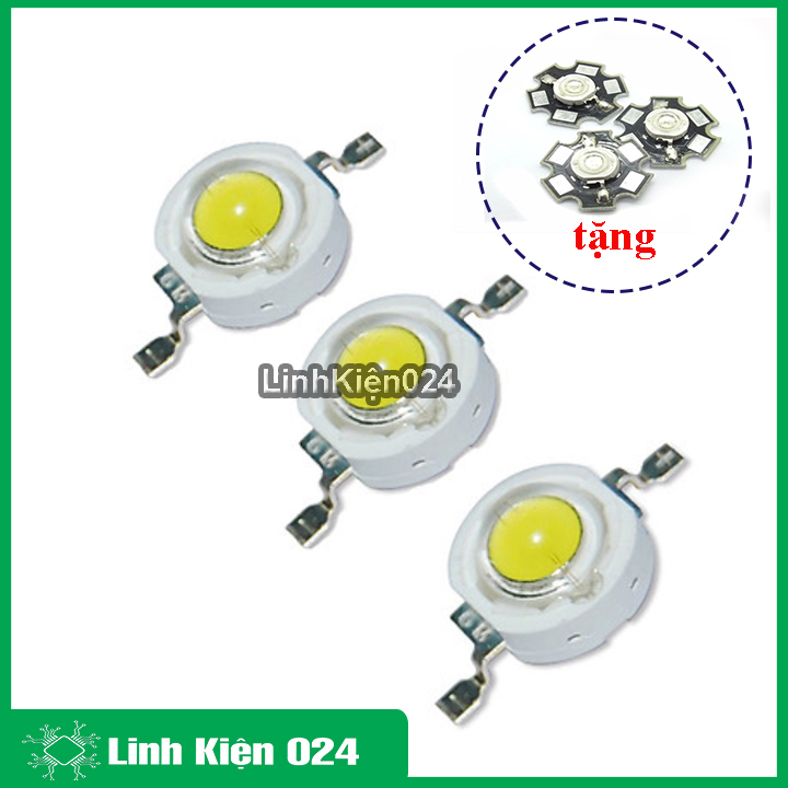Bộ 3 led công suất siêu sáng sáng trắng ( tặng 3 đế tản nhiệt - chưa hàn )