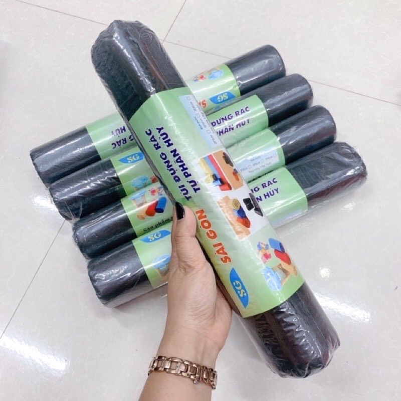 COMBO 3 CUỘN TÚI RÁC ĐEN DÀY DAI TỰ PHÂN HUỶ