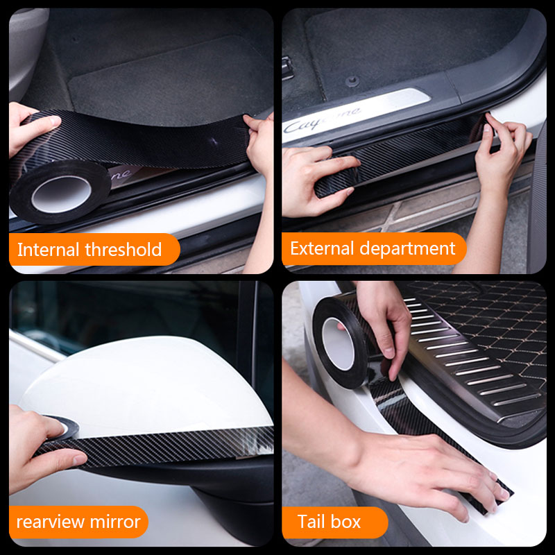 Dải dán cửa ô tô SEAMETAL bằng sợi carbon 5D bảo vệ chống xước chống thấm nước-INTL