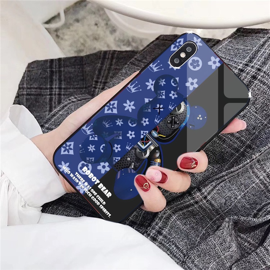 Ốp lưng iphone Bear Brick Kính tráng gương Xsmax/X/8plus/8/7Plus/7/6/6splus