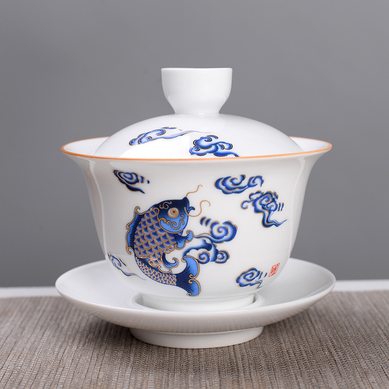 Chén Khải (Tam Tài) Cảnh Đức uống trà tuyệt đẹp