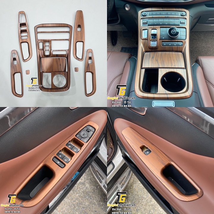 Ốp trang trí nội thất xe Hyundai Santafe 2021 - vân gỗ