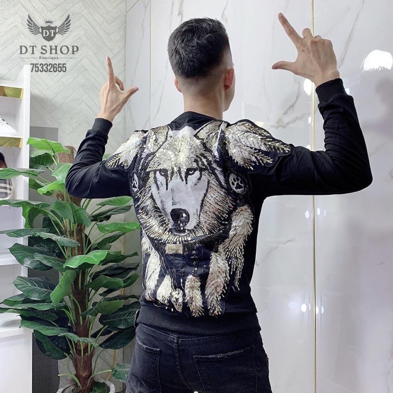 Áo nỉ sói đính đá