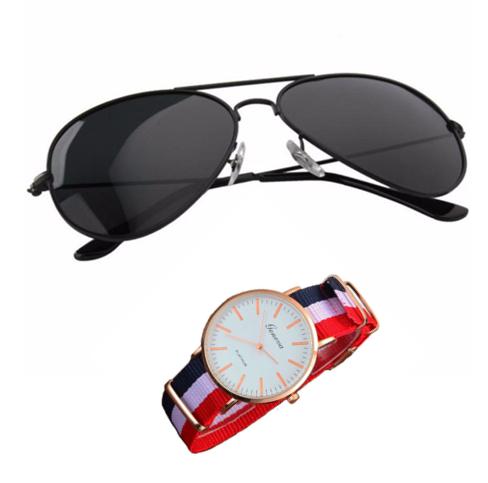 [HCM]Kính mát nam kiểu dáng phi công (đen)+ Tặng đồng hồ dây vải cực chất