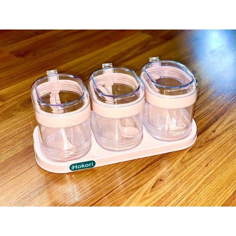 BỘ 3 LỌ ĐỰNG GIA VỊ HOKORI