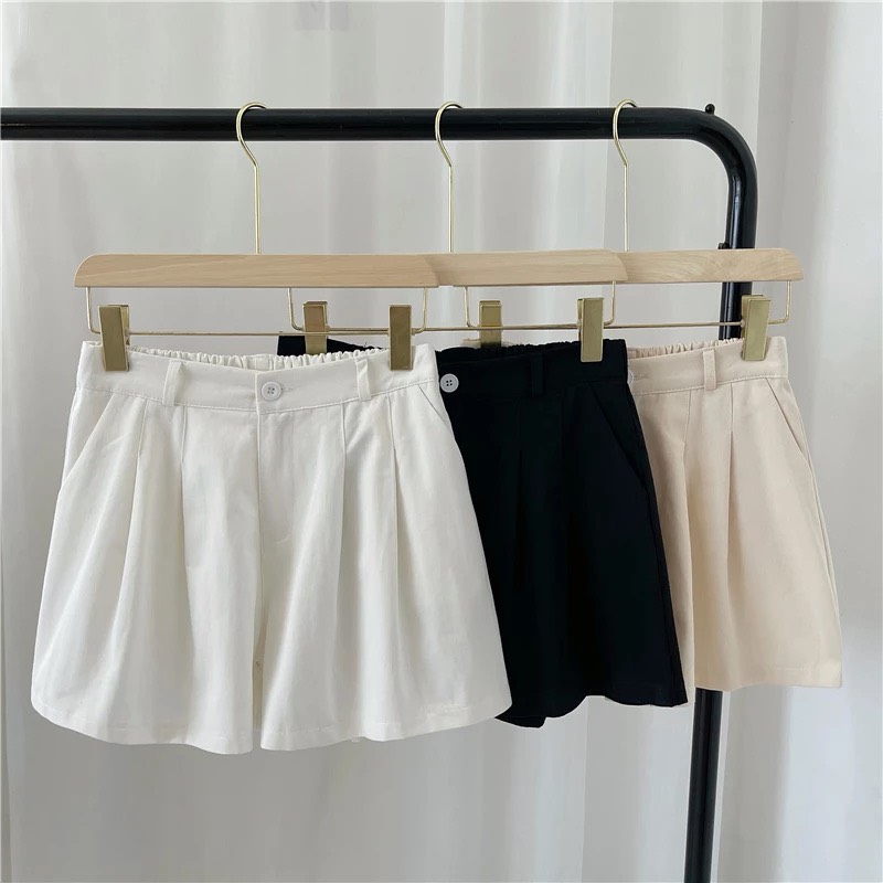Quần Short Lửng Ống Rộng Cạp Cao.
