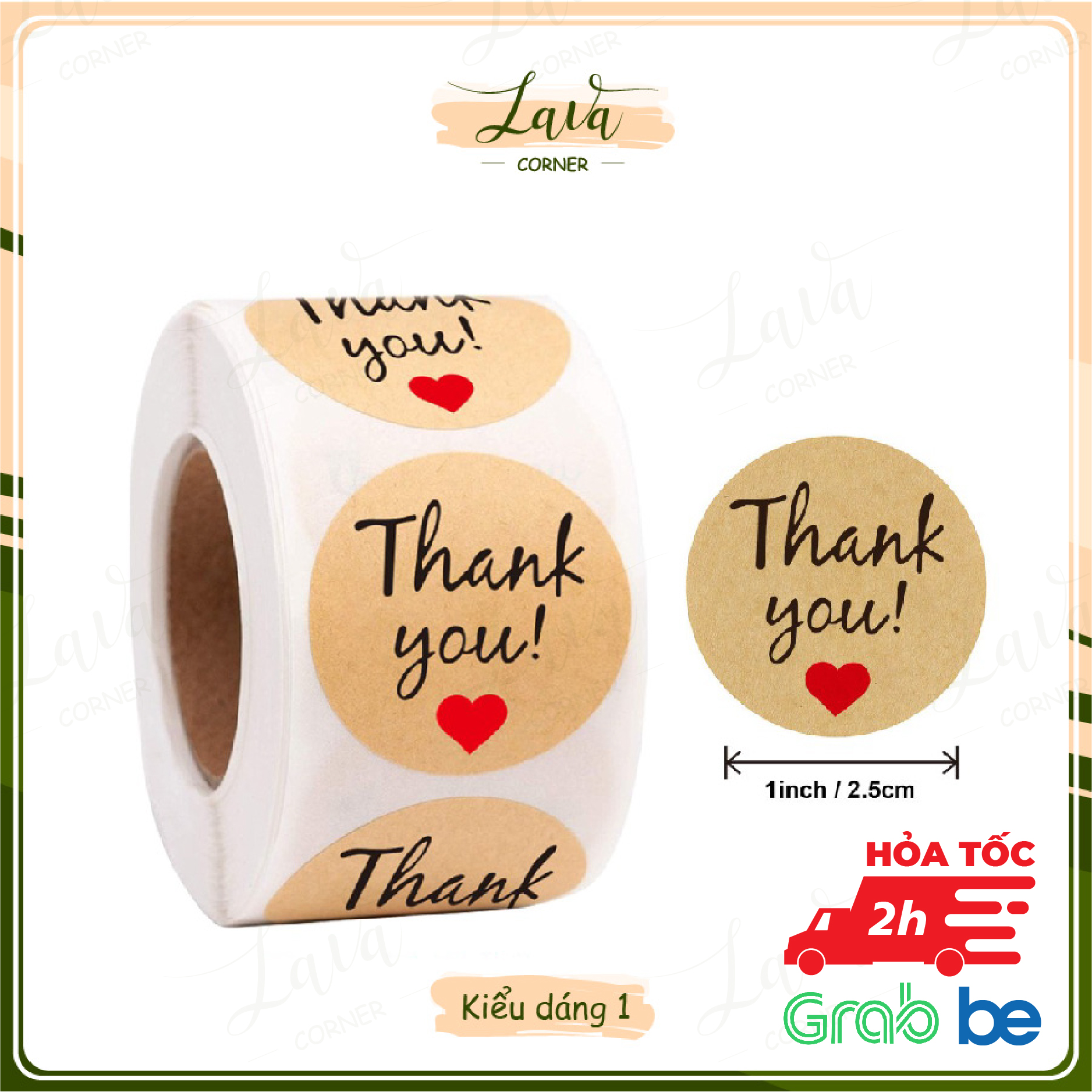 Tem Nhãn Dán Sticker, Miếng Dán Decal Thank You 500 Cái/Cuộn