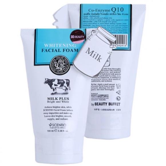 [sale} Sữa rửa mặt trắng da con bò Milk Plus Whitening Q10 Facial Foam 100ml