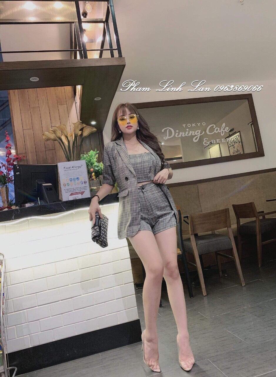 Set vest đùi kaki-QH