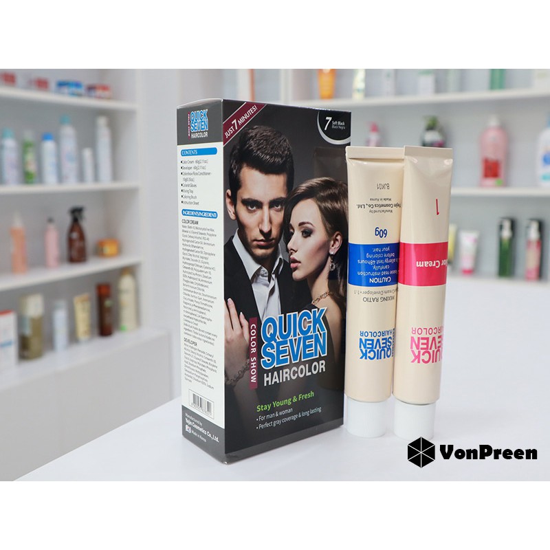 nhuộm tóc phủ bạc Quick Seven Hair Color 60g x2