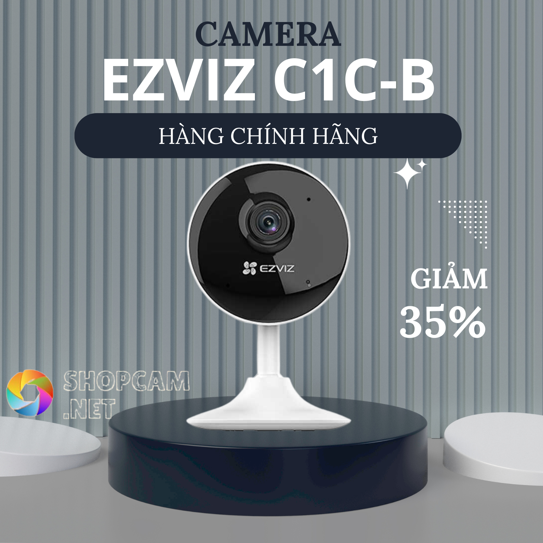 Nhỏ gọn và Mạnh mẽ: Camera Ezviz trong nhà C1C-B 2.0MPX| Camera kết nối điện thoại | Đàm thoại 2 chiều | Ezviz Camera chính hãng