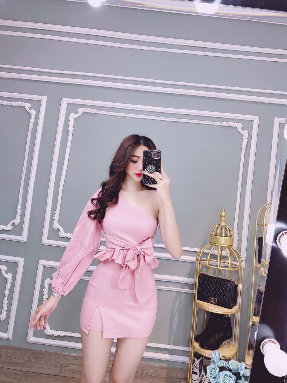 Áo phi bóng 1 tay nơ eo phong cách Thái TTSA0252