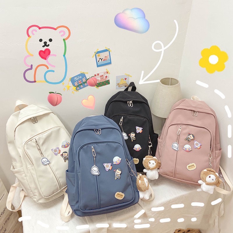 Balo Ulzzang đi học chống thấm khóa dọc dễ thương TINI đi học MET155