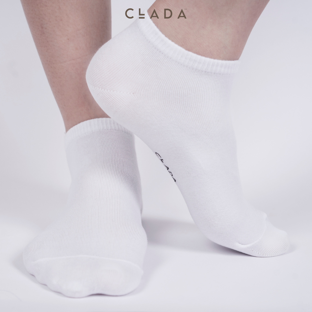 Tất Cotton ngắn CLADA Essential - Trắng
