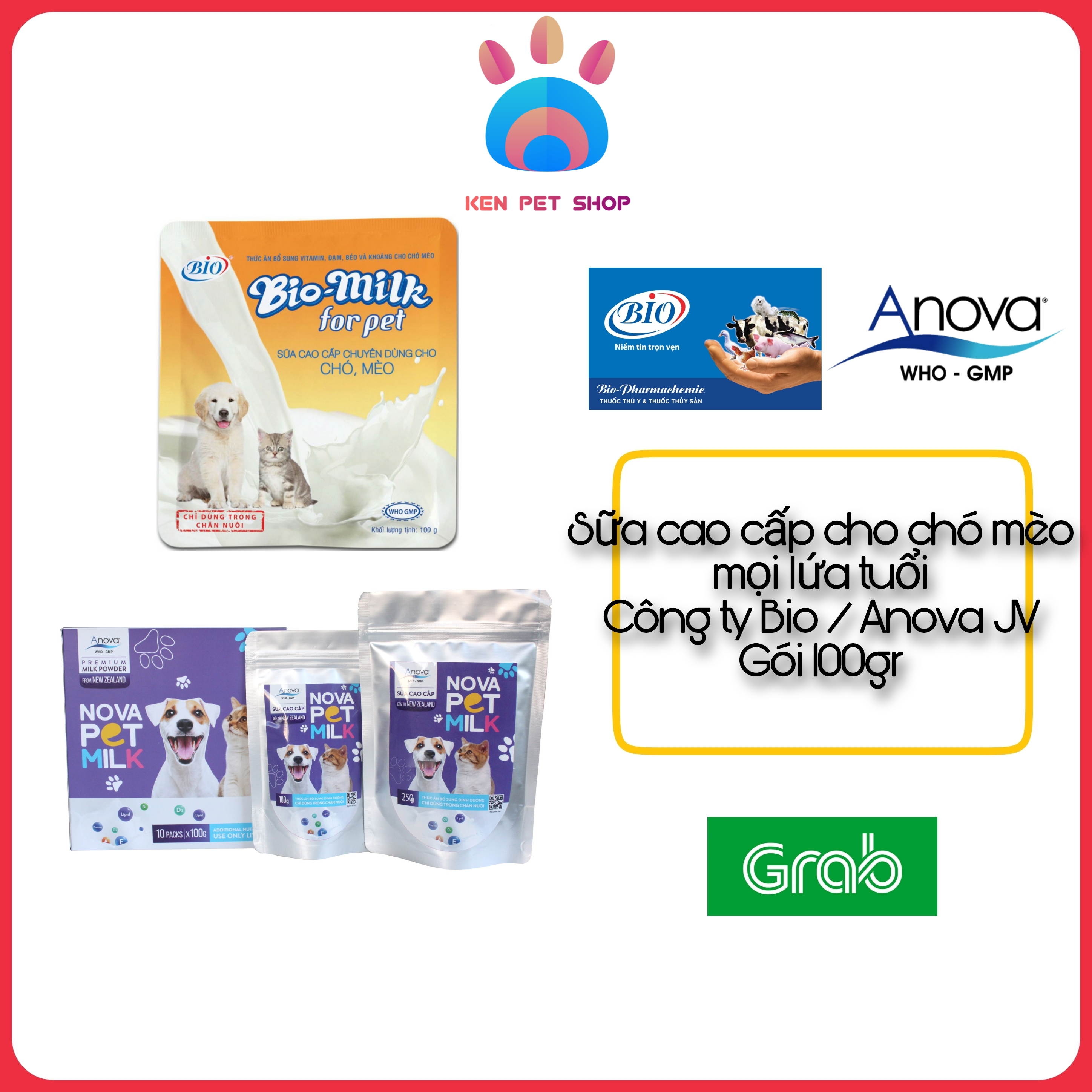 [BIO-MILK FOR PET và NOVA-PET MILK] [100GR] Sữa cao cấp chuyên dùng cho chó, mèo