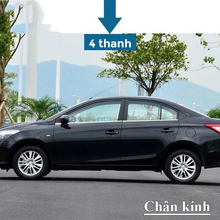 Nẹp Chân Kính Inox Xe Toyota Vios 2014 - 2018 -4 Chi Tiết Chất Liệu Inox 304 Sáng Bóng, Phụ Kiện Trang Trí Ngoại Thất Tuyệt Vời Cho Xe