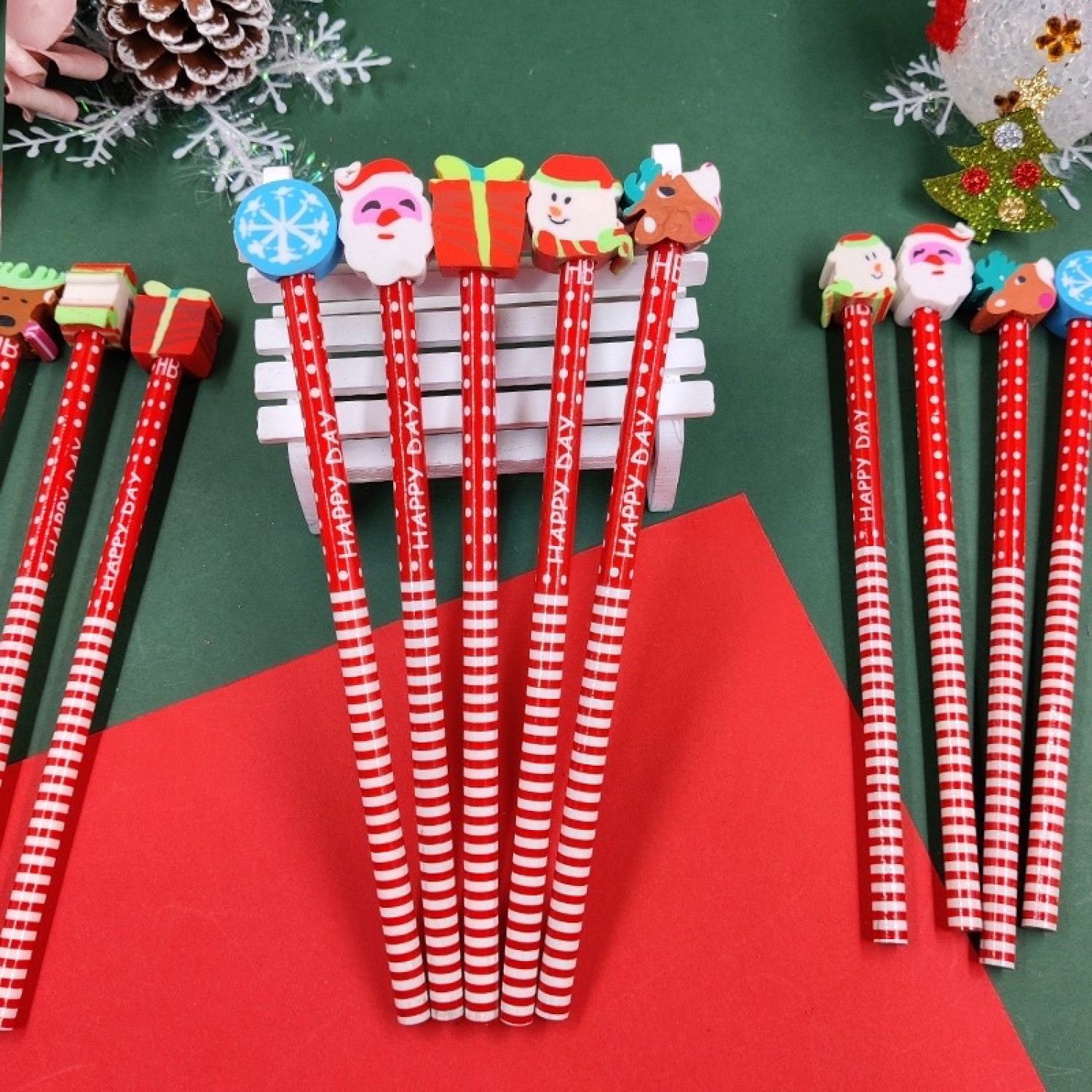 Bút chì đầu tẩy hình Noel/Giáng sinh (10 cây)