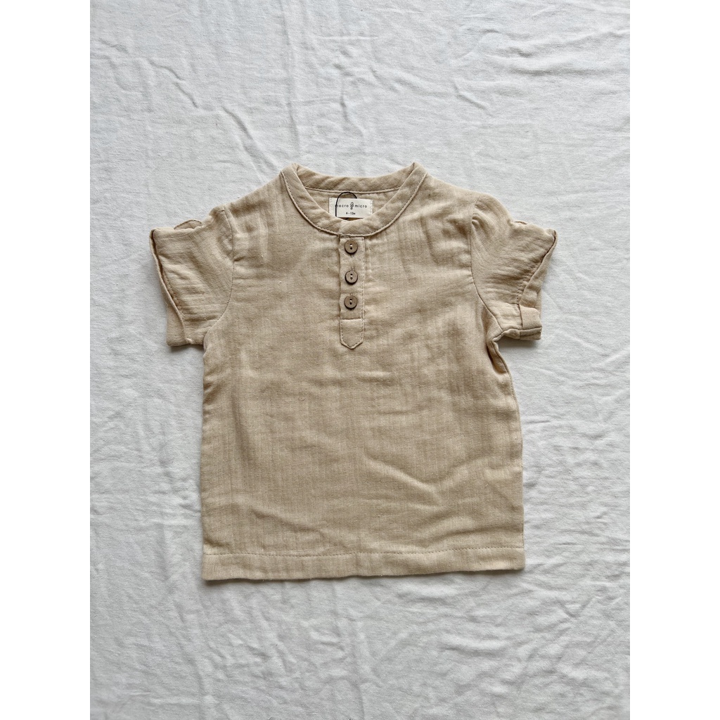 Muslin Leon Shirt Macro & Micro (Áo Nam Henley Vải Xô Cotton)