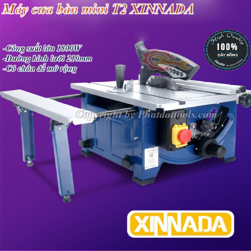 Máy cưa gỗ bàn mini XINNADA T2-Công suất 1800W-Có bàn cưa mở rộng-Điều chỉnh cắt sâu,cắt nghiêng-Bảo hành 6 tháng