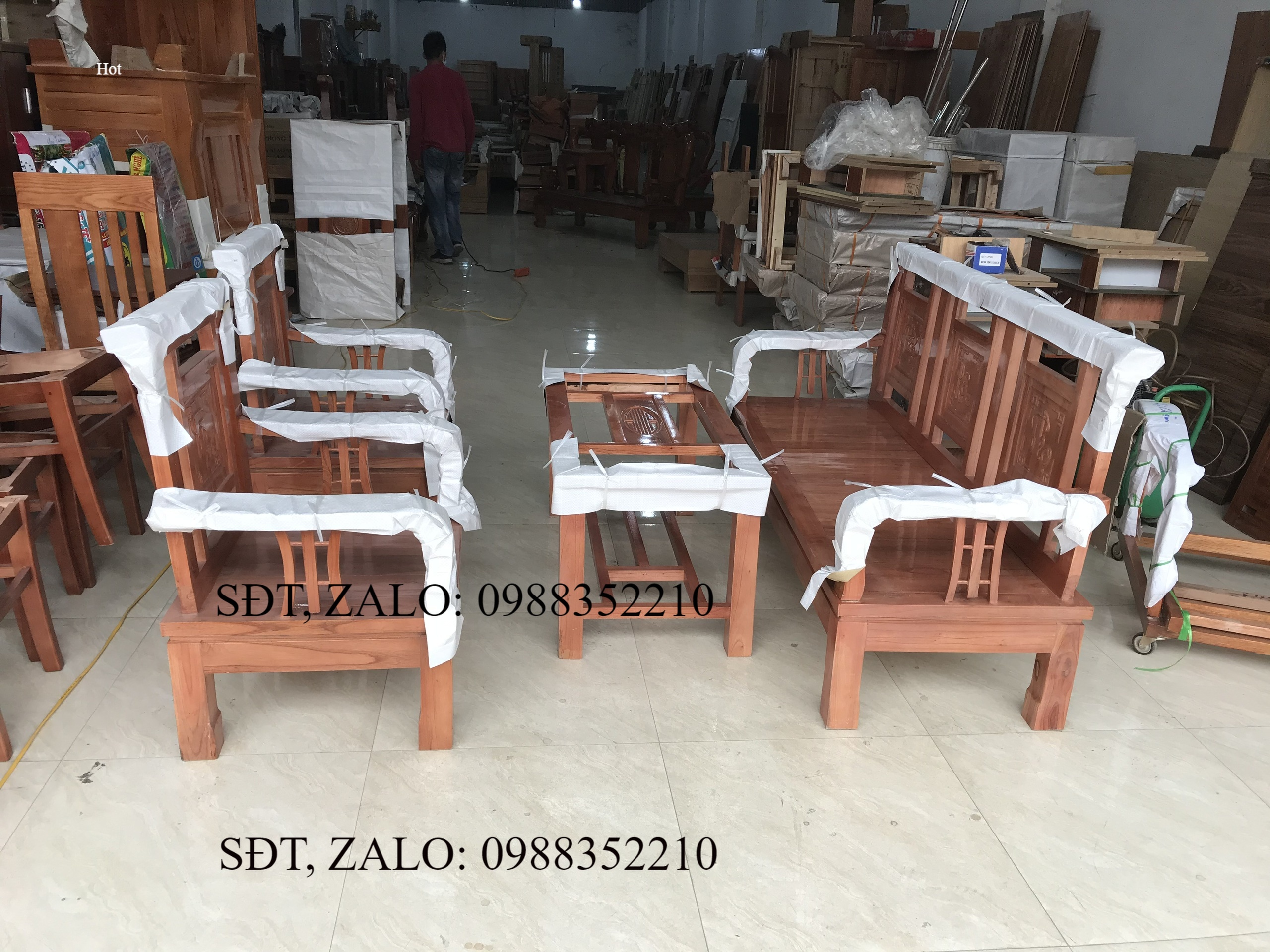 Bộ bàn ghế gỗ xoan phòng khách