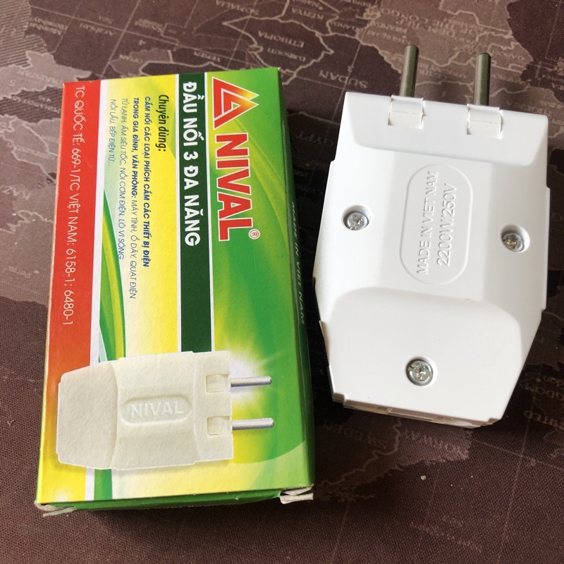 Bộ 2 Phích cắm chia 3 Du Lịch đa năng 2200W