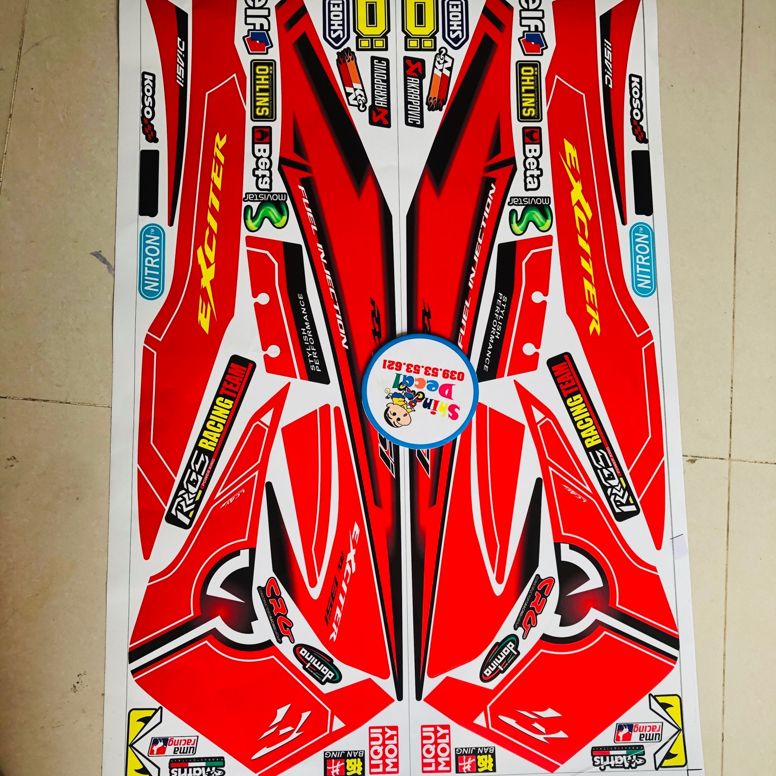 Tem rời exciter 2006 2010 chữ Fi đỏ đen