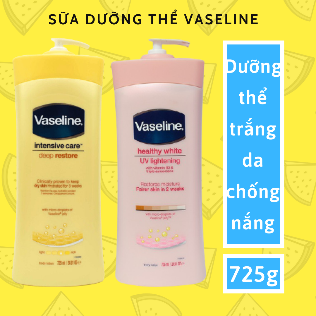 Sữa dưỡng thể VASELINE dưỡng trắng da 725ml (Dưỡng thể ban ngày Vaseline chai hồng/ Vaseline chai vàng)