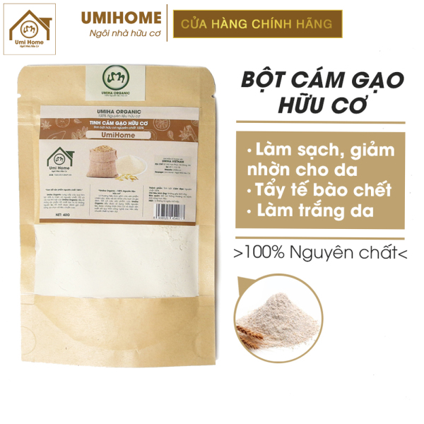 Bột Cám Gạo đắp mặt hữu cơ UMIHOME nguyên chất 40g | Rice bran flour 100% Organic