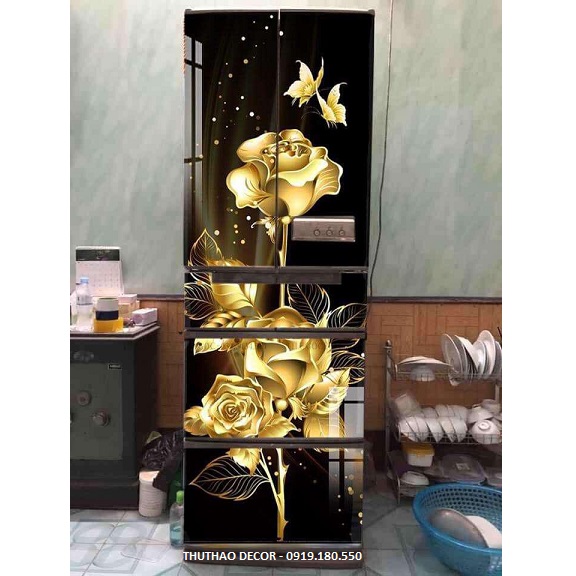 Miếng dán tủ lạnh Hoa Hồng Vàng - THUTHAODECOR
