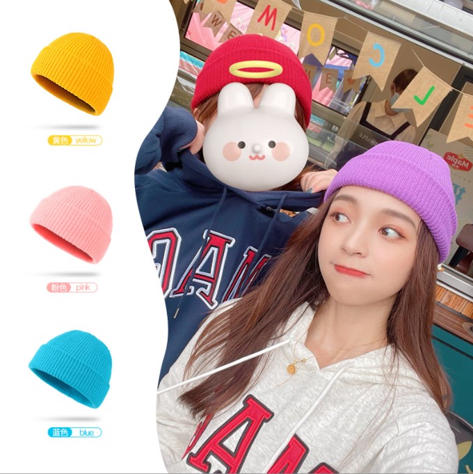 Nón Len Beanie Màu Trơn Unisex Hip Hop