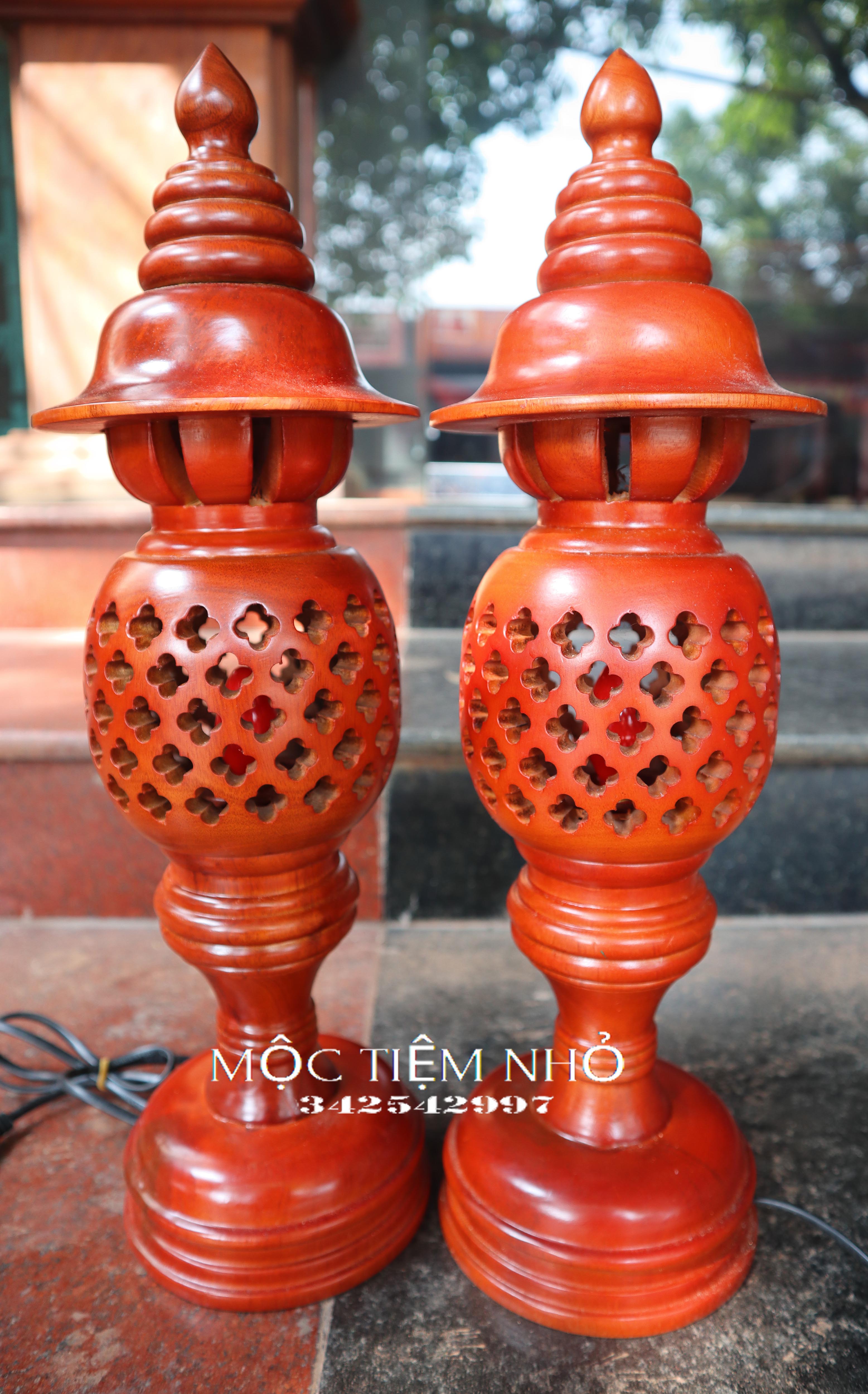 Đèn tổ ong thờ gỗ xà cừ,Đèn quả dứa gỗ,Đèn thờ gỗ 3 cỡ đèn