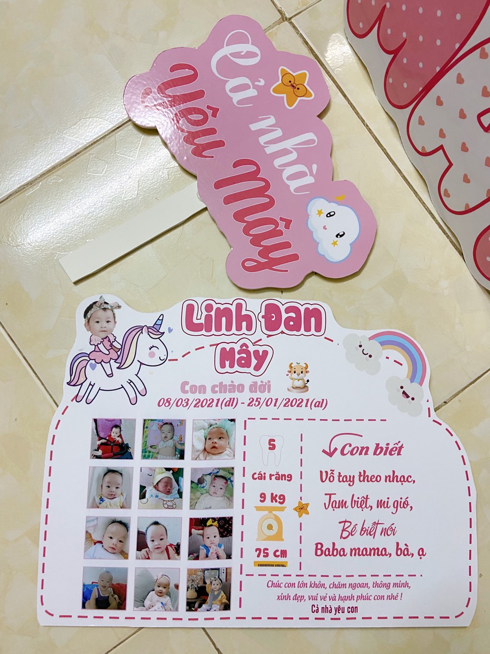 Bảng thành tích, Bảng ảnh sinh nhật cho bé (cao 30-40cm tùy mẫu )