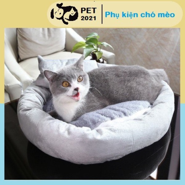 Ổ Đệm Tròn Tặng Kèm Gối Cho Chó Mèo Có Thể Tháo Rời Vệ Sinh Dễ Dàng. Ổ Tròn Cho Chó Mèo - Đệm Nằm Cho Thú Cưng - Pet 2021