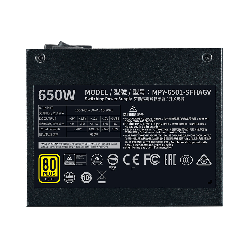 Nguồn máy tính Cooler Master 650W V SFX Gold (80 Plus Gold/Màu Đen)