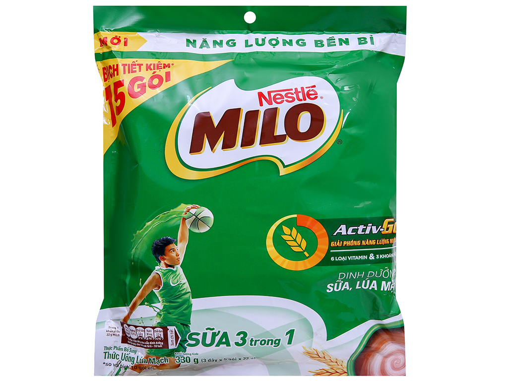 Bột thức uống lúa mạch 3in1 Milo Active Go bịch 330g