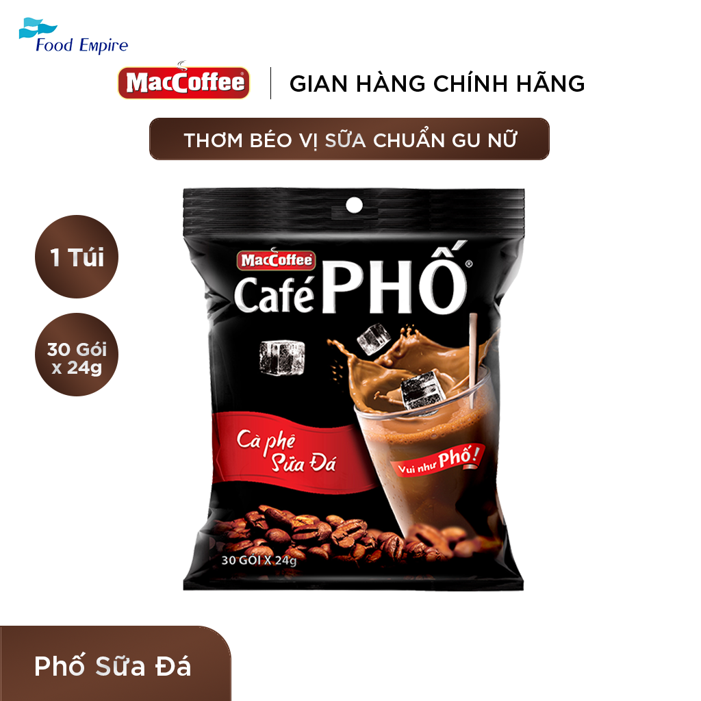 Combo 2 Túi Cà phê Phố Sữa Đá - Maccoffee (túi 30 gói x 24g)