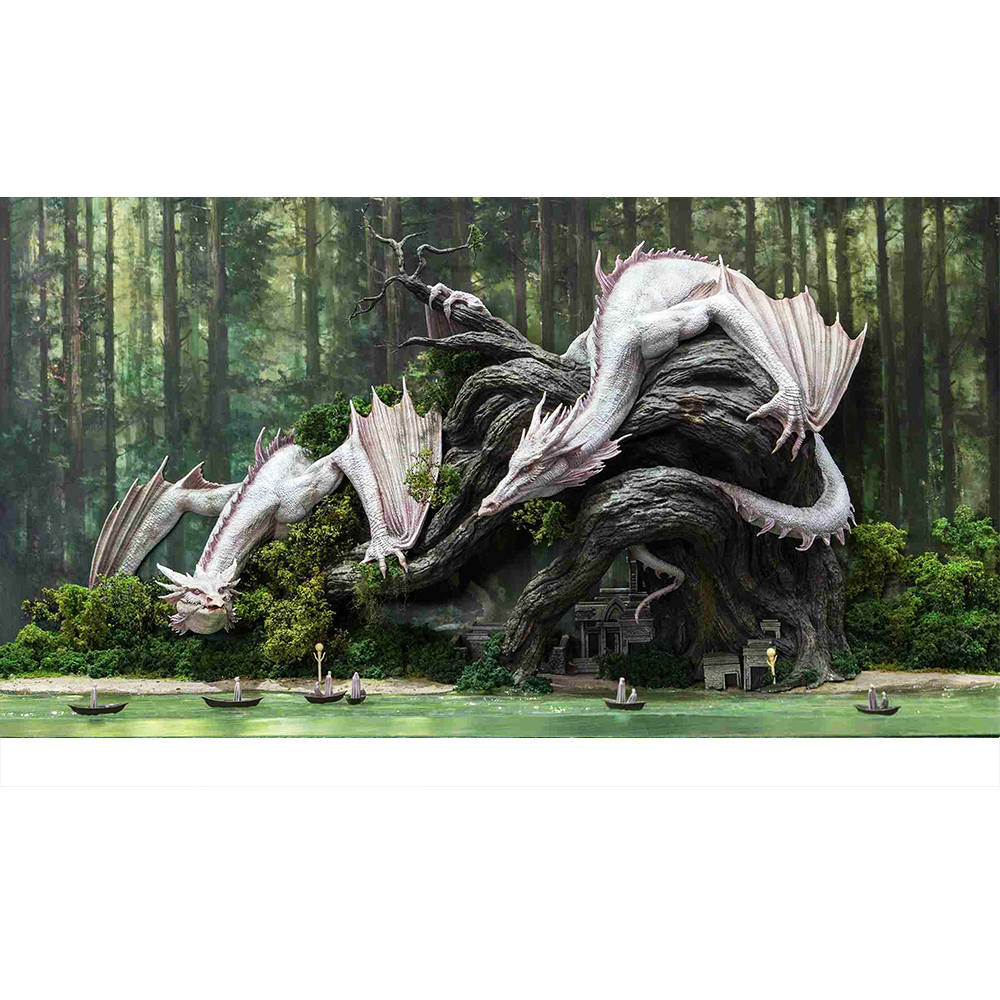 Tranh 3D hồ cá hình rồng,trang trí bể cá cảnh có keo sẵn kích thước bể đa dạng