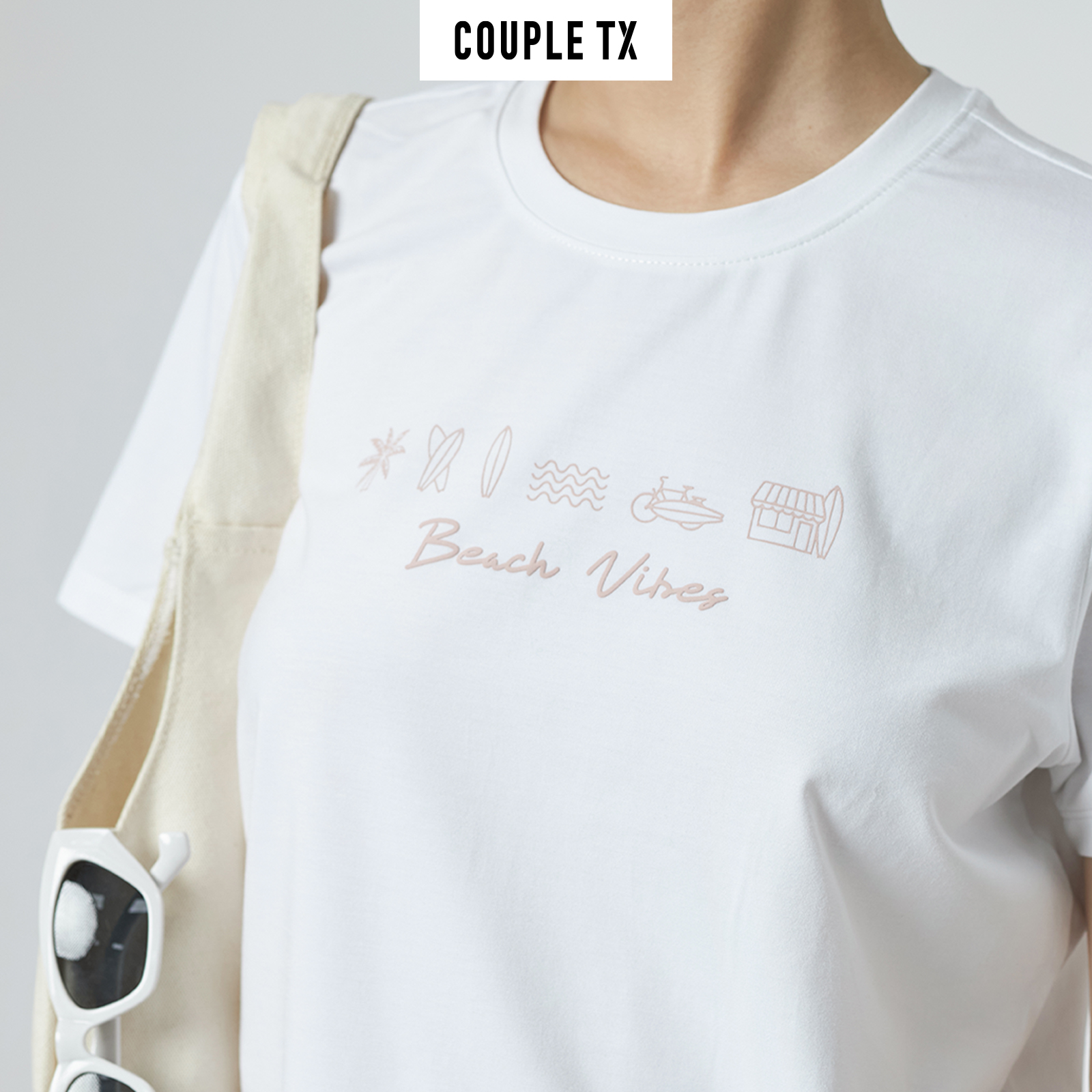 [15.1 - 17.1 Voucher lên đến 200K] Áo Thun Nữ COUPLE TX - Áo Thun Cotton, Tay Ngắn, Cổ Tròn Hình In Icon WTS 2369