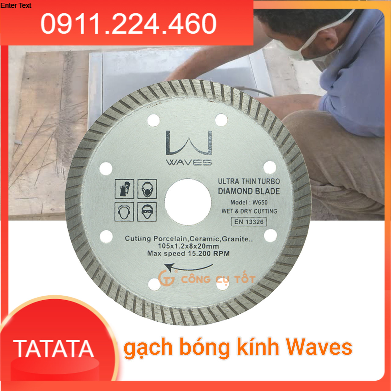 Lưỡi cắt - đá cắt gạch, gốm sứ, cắt đá... siêu mỏng waves w650-dbk105