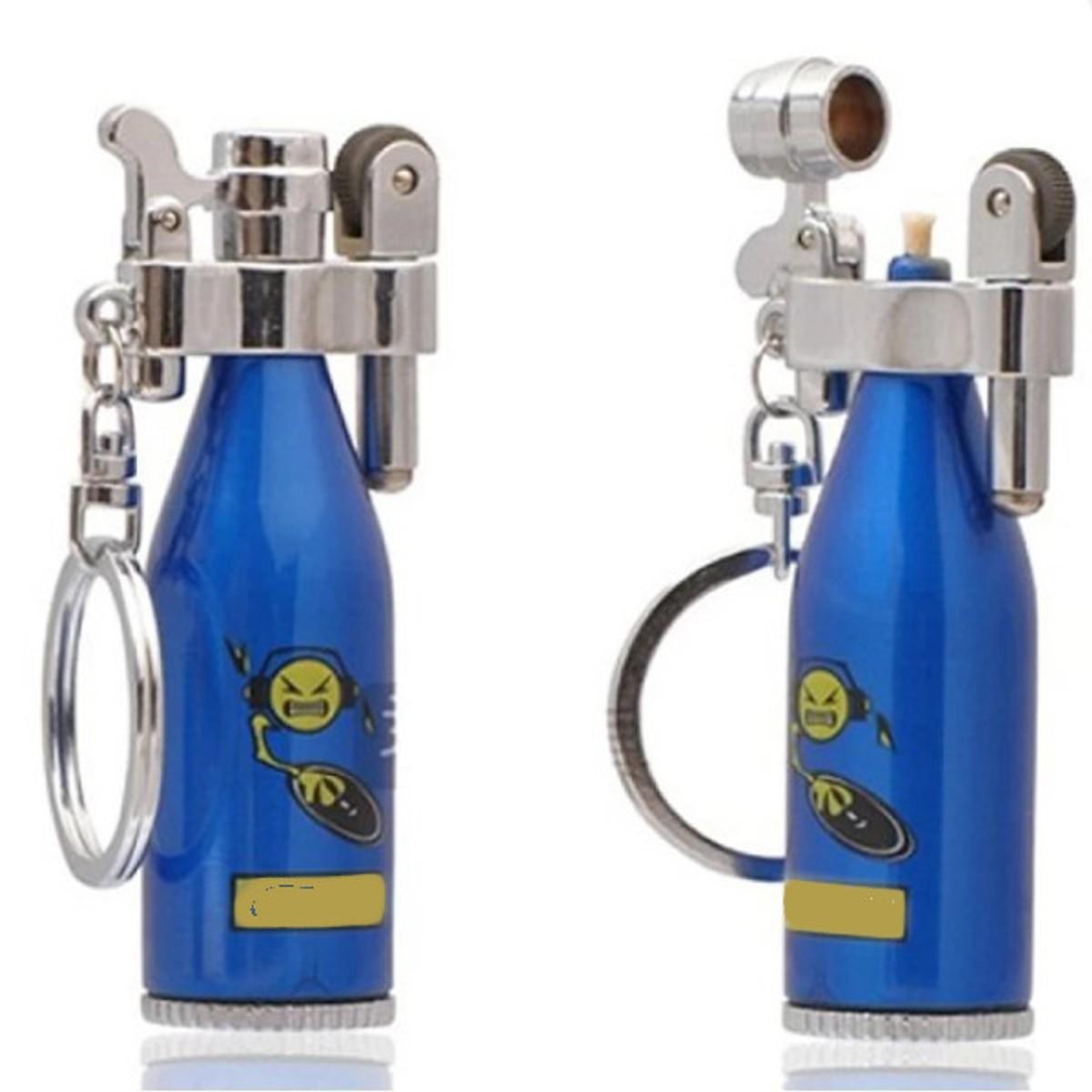 Bật lửa xăng đá Jobon hình chai dùng xăng bấc đá Zippo(Bạc Trắng)