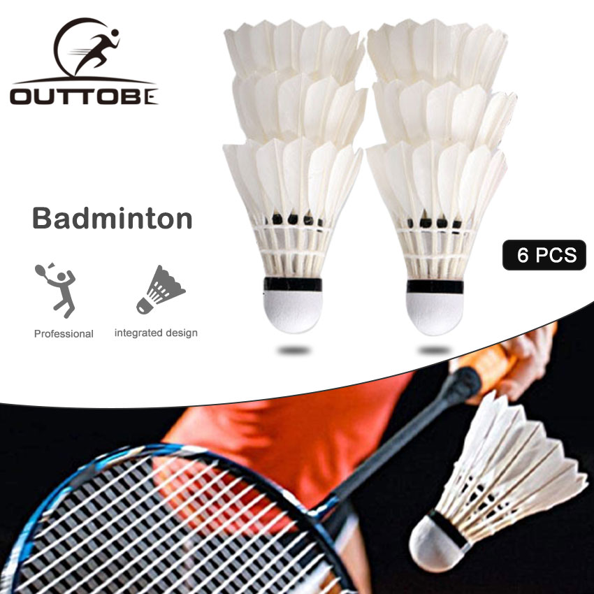 Outtobe 12Pcs or 6 PCS Badminton Shuttlecocks, Goose Feather Shuttlecocks Stable & Durable Sports Training Badminton Balls for Indoor Outdoor Game