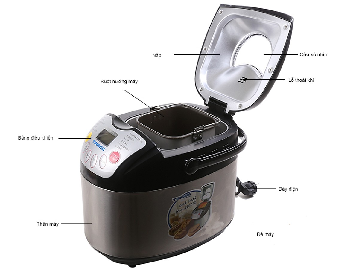 Máy làm bánh mì Tiross 12 chức năng ( 600W ) TS821