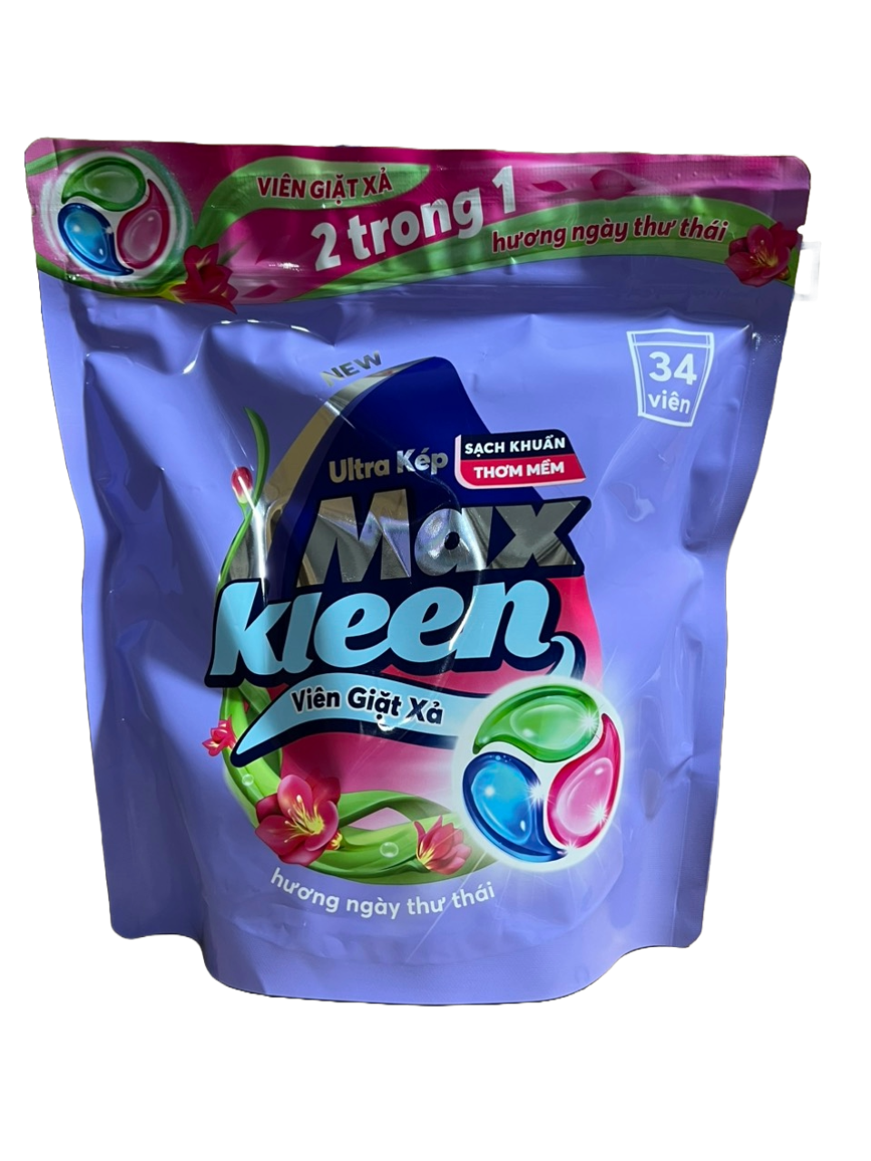 Viên Giặt Xả MaxKleen 2 in 1 hương nước hoa huyền dịu (34 viên/túi)