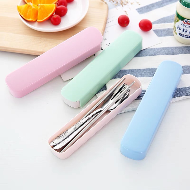 Bộ muỗng đũa nĩa inox cá nhân văn phòng du lịch dễ thương kèm hộp ChiChi BDM02