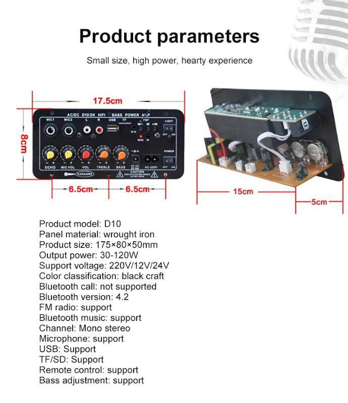 Amplifier Bluetooth 5.0 Untuk 8-12 Inci Speaker AC 220V 12V 24V Kit Amplifier Subwoofer Power Amplifier Bluetooth Stereo Bluetooth 2.1 Hi-Fi Amplifier Subwoofer Super Bass