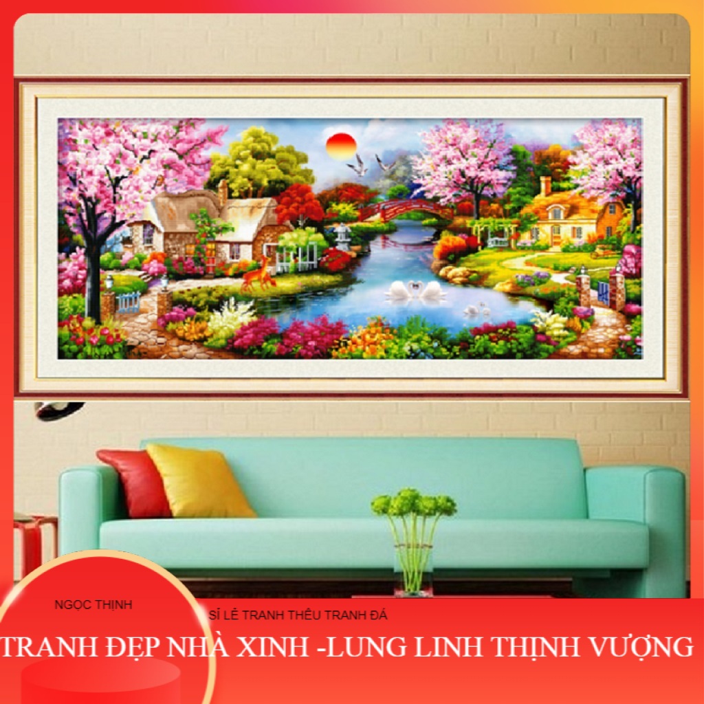 Tranh đính đá tổ ấm hạnh phúc lv004 - kt:100*50cm
